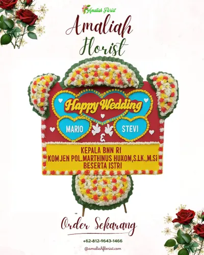 Karangan Papan Bunga Pernikahan di Jehem